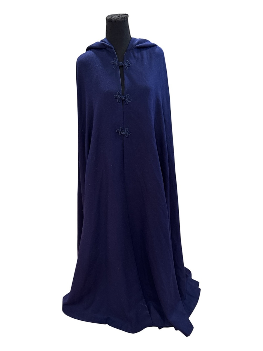 Vintage Navy Blue Heavyweight Hooded Cloak  Cape Full Circle Cut, Satin Lined - Picture 4 of 10